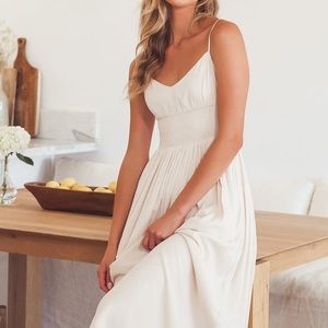 Lulu’s Full Heart Cream Smocked Midi Dress